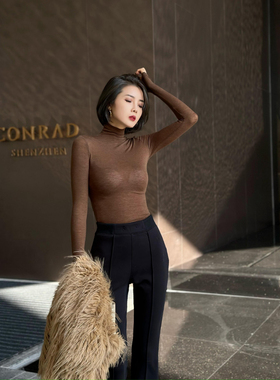 XULU原创简约纯色天丝羊毛上衣气质百搭修身保暖高领长袖打底衫