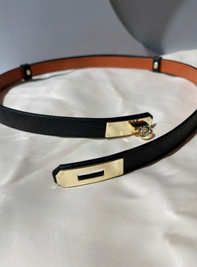 XULU原创金色扣时尚腰带黑色头层牛皮百搭皮带