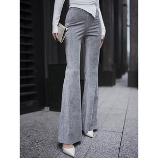 XULU原创纯色灯芯绒气质休闲百搭显瘦微喇显瘦显腿长高腰喇叭裤