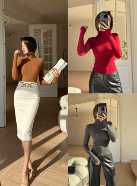 XULU原创美诺双面羊毛百搭纯色高阶气质优雅高领长袖打底上衣