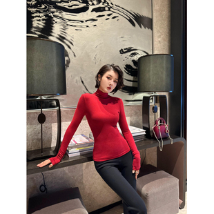 上衣 显瘦高领长袖 XULU原创秋冬纯色美利诺羊绒打底衫 休闲百搭修身