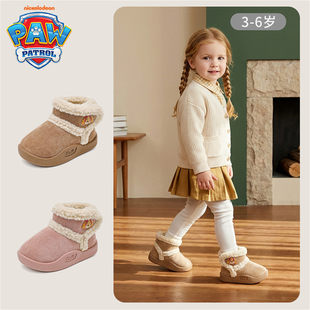 汪汪队儿童休闲鞋2026冬季新款女童棉鞋女宝宝加绒加厚保暖雪地靴