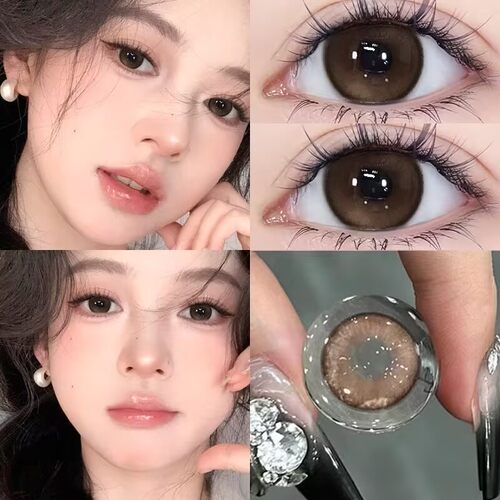 Utour半年抛星光铃兰棕自然咖棕色混血大直径女隐形眼镜官方正品
