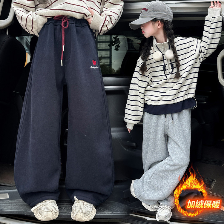 2026秋冬中大女童加绒加厚针裤子