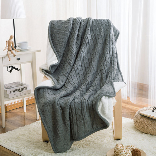 纯棉针织毛毯冬季加厚羊羔绒保暖