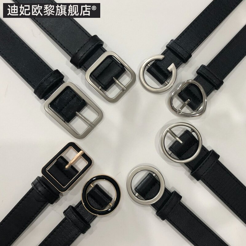 网红女士牛仔裤百搭风黑色皮带