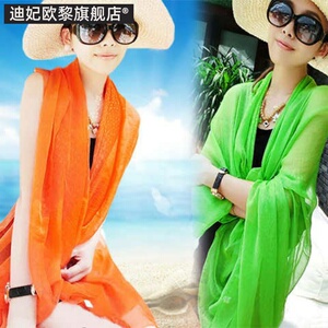 围巾女外搭夏天防晒披肩超大沙滩巾薄款轻薄海边纱巾百搭丝巾夏季