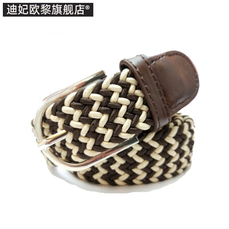 男女士编织松紧帆布弹力休闲皮带