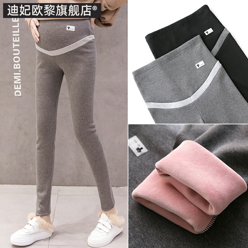 孕妇打底裤冬季外穿加绒加厚保暖托腹裤秋冬装孕妈潮装秋季长裤子