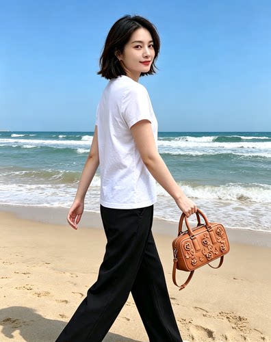包邮促销原创新款头层牛皮时尚质感波士顿手工立体花朵手提斜挎包