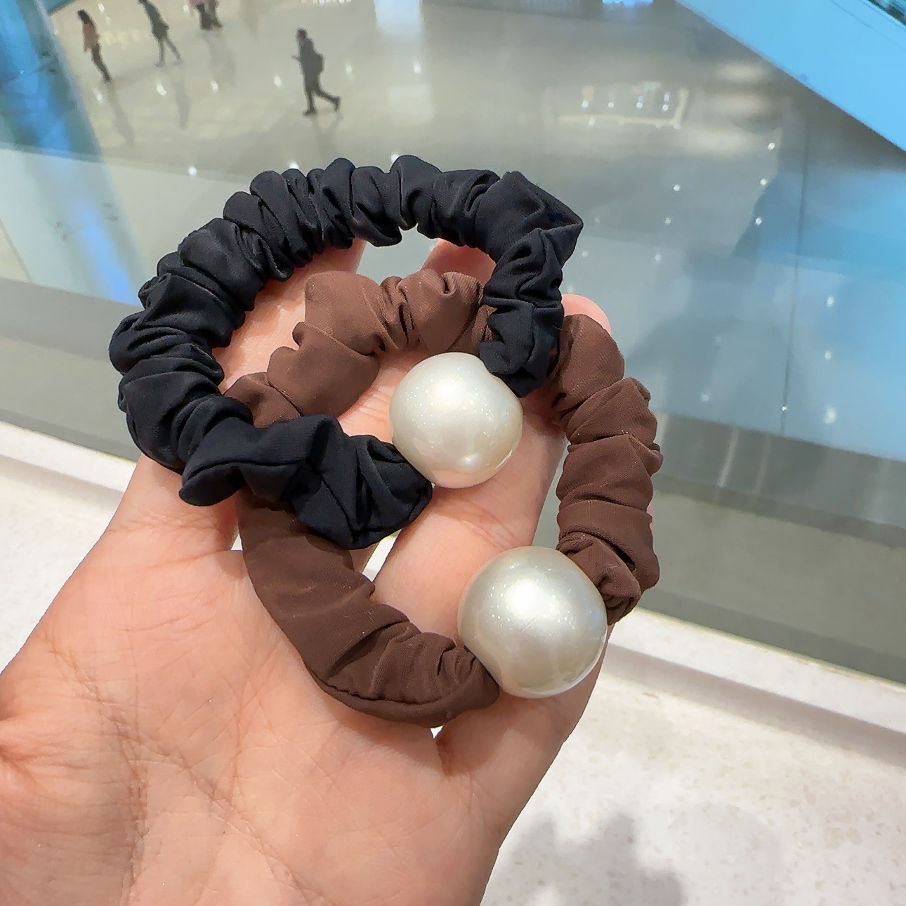 简约亮珠面膜发圈高弹力扎头发皮套精致不伤发气质发绳小肠圈皮筋