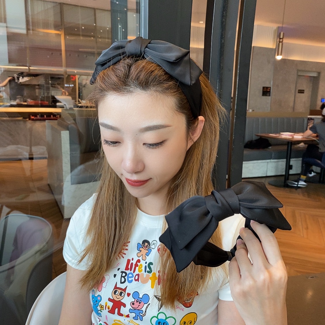 发箍布艺气质简约双层蝴蝶结发卡