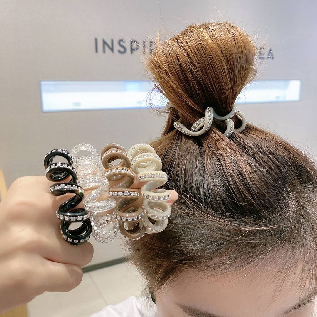 日韩网红带钻电话线气质简约发圈