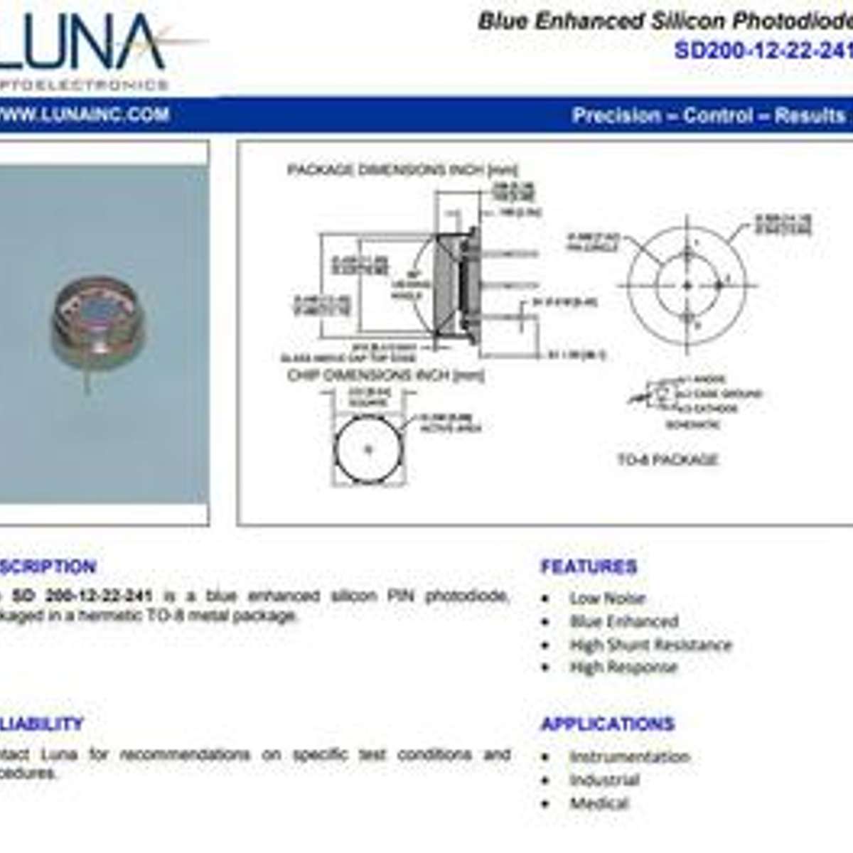Advanced/SD200-12-22-241光电二极管5.1MM DIA TO-8
