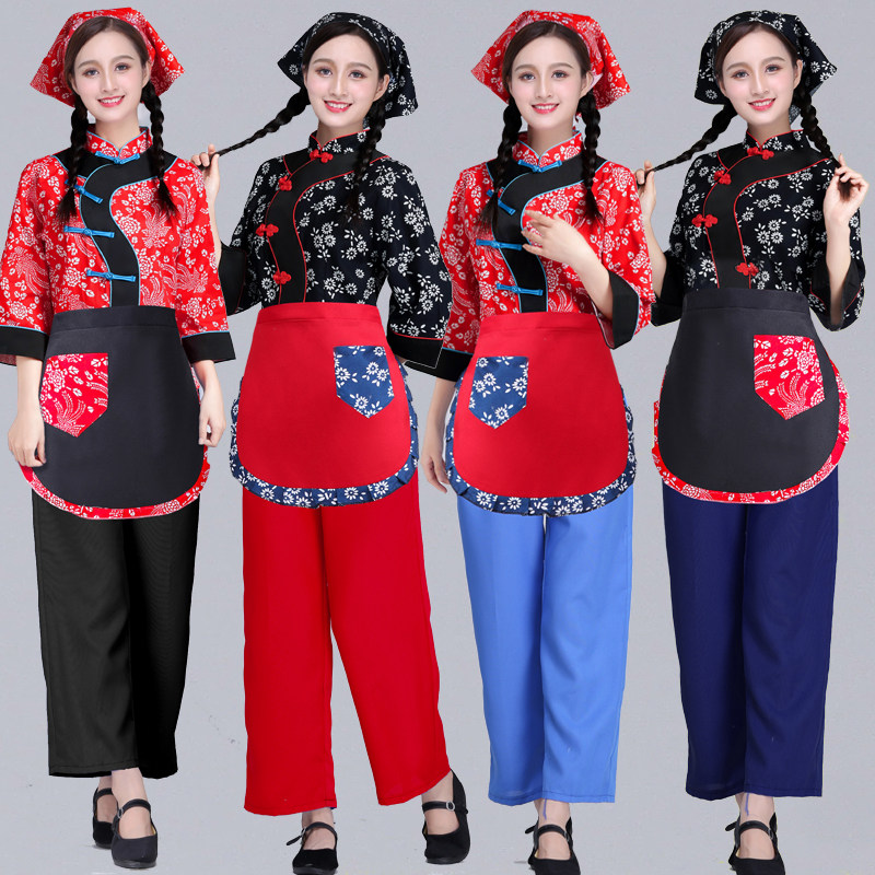 采茶服装女村姑碎花服装农村直播演出衣服客家服饰阿庆嫂舞蹈套装