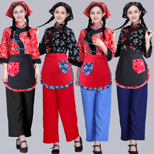 采茶服装女村姑碎花服装农村直播演出衣服客家服饰阿庆嫂舞蹈套装