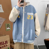 J902P59室内港风宽松港风拼色夹克情侣棒球服棒球领字母印花，男装夹克，电商A050