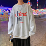 Y101P32港风外景印花宽松休闲卫衣圆领套头情侣卫衣，男装卫衣，电商A050