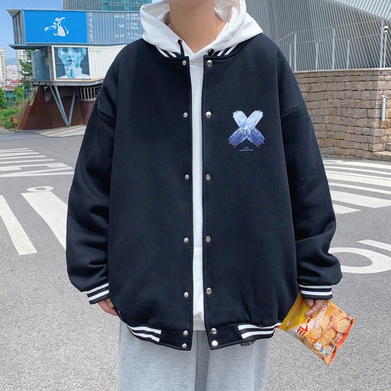 Y8888 P55 港风外景 百搭休闲宽松雪山字母印花港风情侣卫衣开衫图片