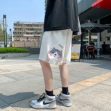 K203P25外景卡通猫印花糖果港风五分裤短裤夏装凉爽学生宽松，男装休闲裤，电商A050