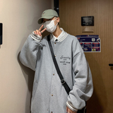Y8885P55港风外景字母印花休闲棒球领棒球服开衫卫衣港风情侣，男装卫衣，电商A050