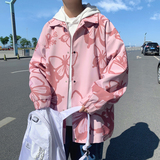 J903P48港风外景休闲宽松满印港风蝴蝶印花学生情侣夹克百搭，男装夹克，电商A050