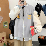 J902P59室内港风港风情侣棒球领棒球服拼色夹克字母印花学生潮，男装夹克，电商A050