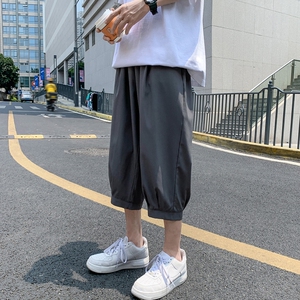 k161 P25 外景 冰丝港风学生百搭七分裤加大码哈伦裤休闲宽松纯色图片