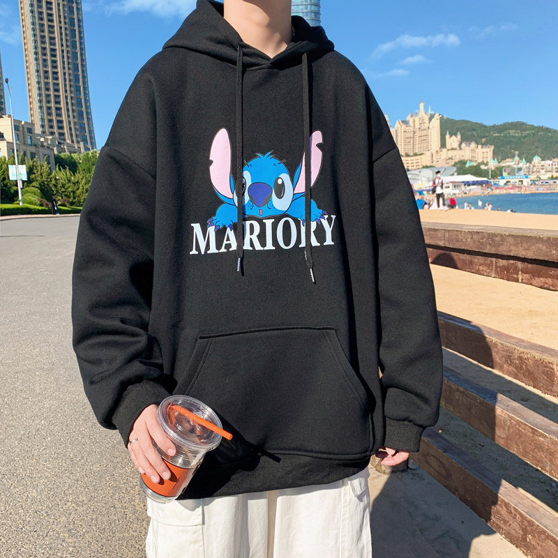 Y106P32港风外景卡通印花卫衣套头连帽卫衣加大码青年卫衣,男装卫衣,电商A050