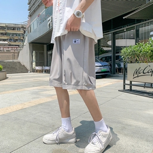 K1620 P24 外景 冰丝纯色夏装凉爽宽松休闲五分裤蝴蝶印花沙滩裤图片