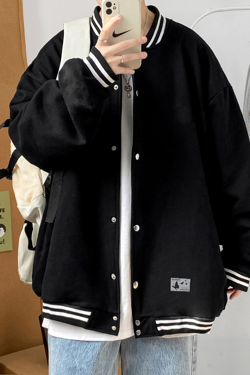 Y8801P55室内港风卫衣棒球领宽松蝴蝶印花港风学生情侣装百搭,男装卫衣,电商A050