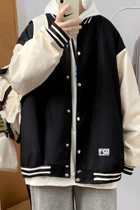 J901 P53 室内港风 棒球服夹克情侣装青年港风棒球领蝴蝶印花潮流图片