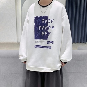 Y002 P45 基地港风 青年情侣百搭字母印花假两件卫衣休闲宽松港风图片