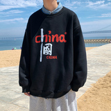 Y101P32港风外景宽松休闲印花圆领套头情侣卫衣，男装卫衣，电商A050