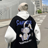 Y8889P55港风夜景棒球领棒球服卡通兔子印花情侣开衫卫衣港风，男装卫衣，电商A050