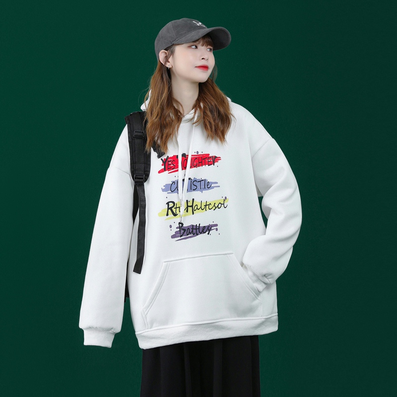 Y107P32中性风百搭字母印花港风连帽套头卫衣情侣装加大码休闲，男装卫衣，电商A050