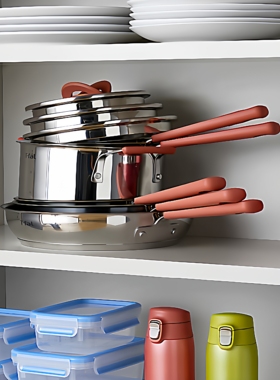 日本原装T-fal特福红点不锈钢平底不粘煎锅炒锅汤锅燃气电磁炉用