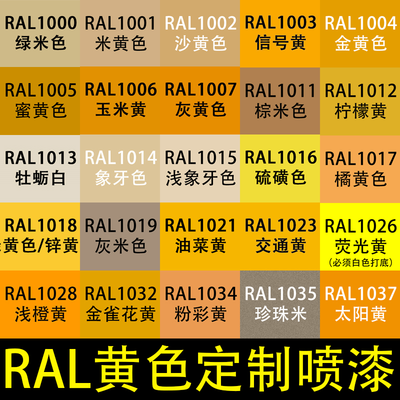 RAL色黄色系列劳尔色自喷漆