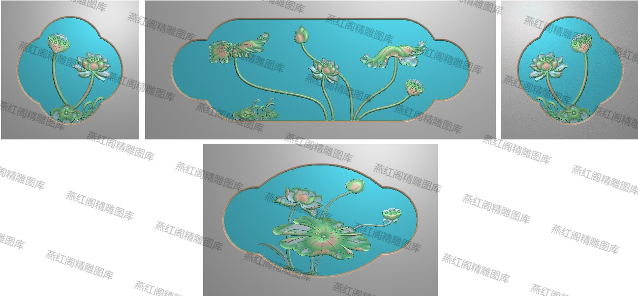 新品荷花沙发靠背套图精雕图灰度图浮雕图花鸟莲花简单椅背板边板