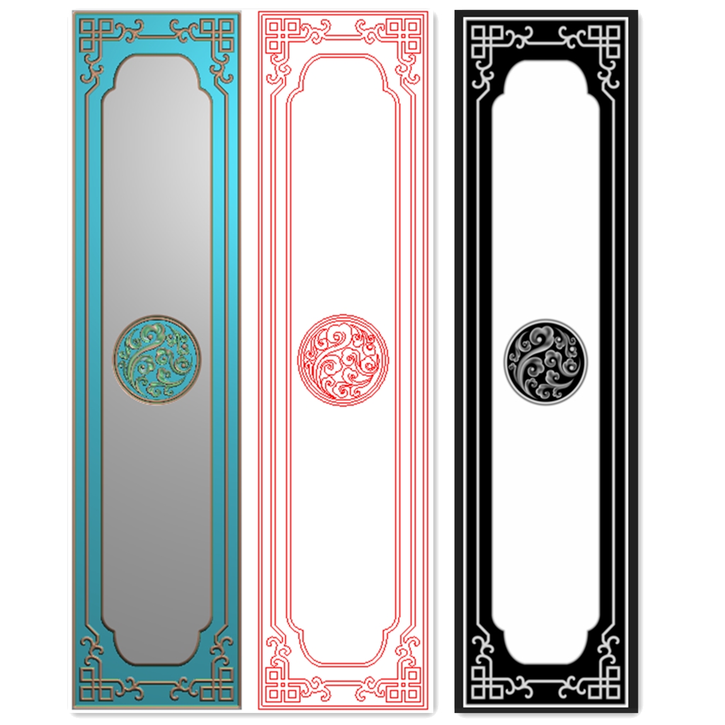 精雕图浮雕图灰度图背景木门洋花门上贴花圆花祥云大衣柜门板有线