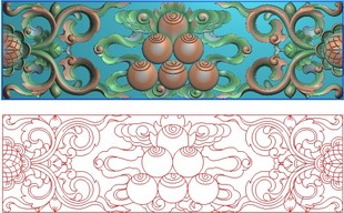 洋花香草卷花火焰宝祥云镂空横板围板抽斗牙板藏式深雕精雕图灰度
