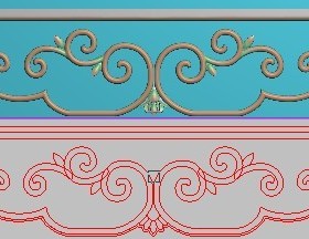 新款精雕图jdp灰度图bmp浮雕图洋花葡萄下花牙板裙板1500x119横板