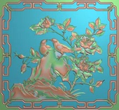 高清精雕图灰度图牡丹花浮雕图精品檀雕月季 花鸟背板349x328新款