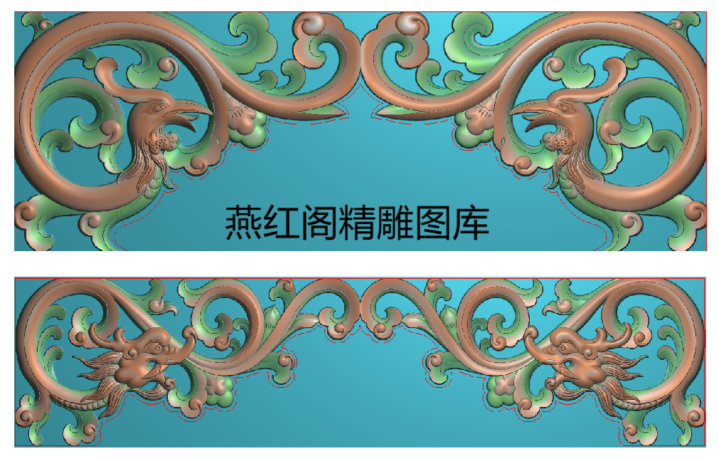 精雕图灰度图藏式神龛草龙草凤角花镂空透雕卷草洋花龙凤对称边角