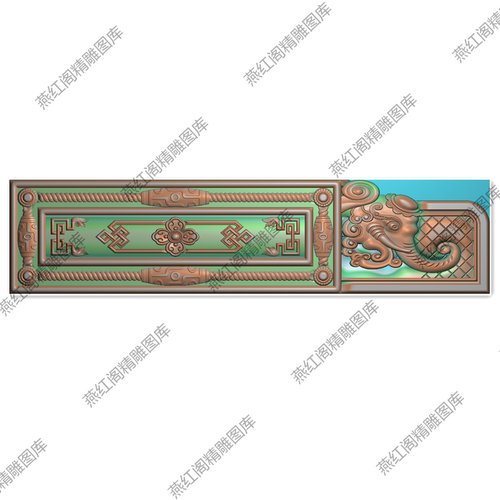 带线藏式天珠麻花绳子中国结洋花象头角柜帽子顶花精雕图灰度图