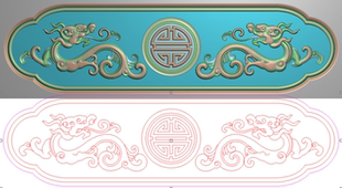 草龙寿字餐椅办公椅靠头中间横板围板抽斗扶手侧板精雕图灰度图