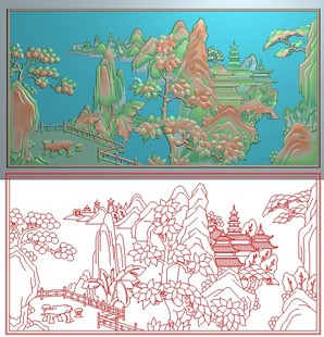 特价 高清精雕图灰度图浮雕图电脑雕刻图 精品山水挡板571x293新款