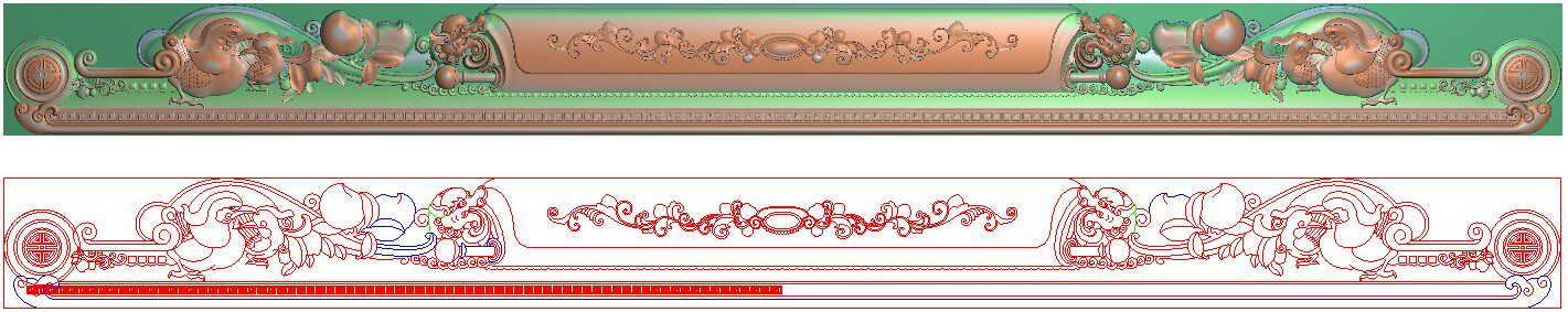 精雕图灰度图浮雕图雕刻 图如意寿桃鸟长脑兰亭序床靠头1800x150