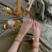 脚链女2023新款 潮金色复古手链个性 足链小众设计感流苏链条高级感