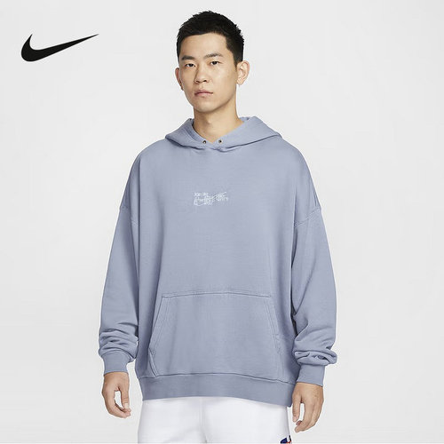 NIKE耐克卫衣男子上衣正品春季运动宽松背后图案连帽衫HV4722-493